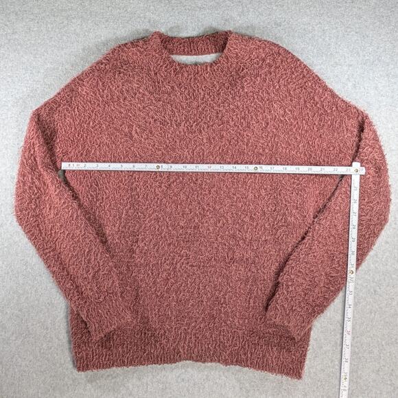Ivy & Main Sweater L Pink Fuzzy Soft Knit Long Sleeve Open Back Round Neck Chic - Picture 8 of 13